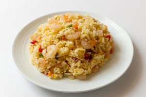 Shrimp Fried Rice on a white plate